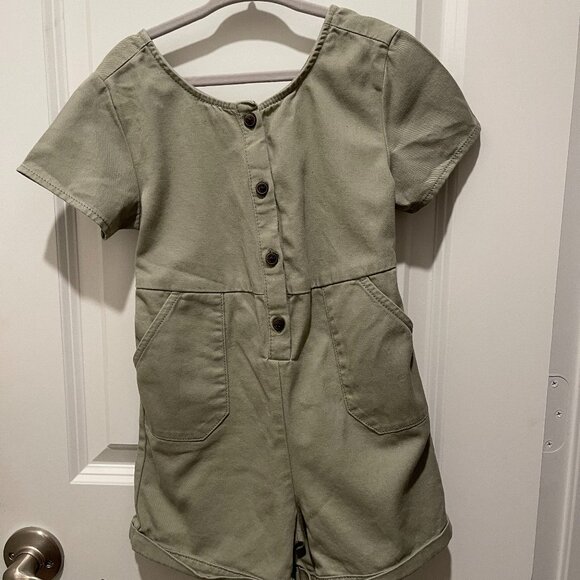 Old Navy Tie-Back Short-Sleeve Twill Utility Romper for Toddler Girls Size 5T - Picture 3 of 4